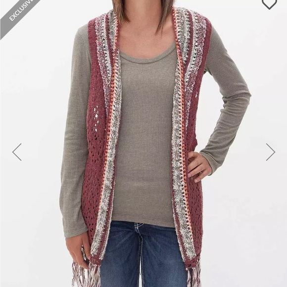 Gimmicks BKE Red Knitted Tassel Vest Small - Picture 1 of 6